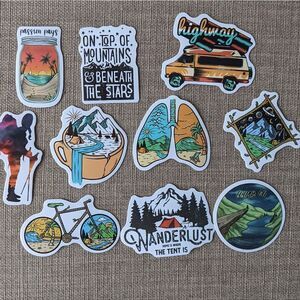 Hiking outdoor Hiking trail adventure inspired outdoor stickers set of 10 pcs
